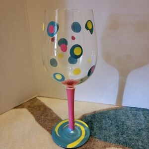 Colorful Polka Dot Wine Glass